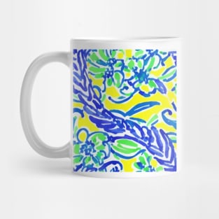 Blue, yellow and green floral watercolor pattern Mug